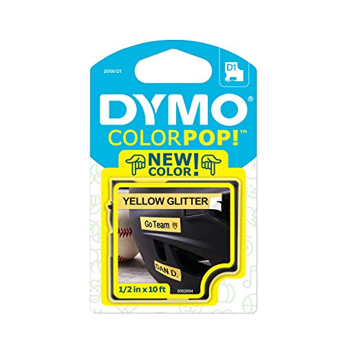 DYMO COLORPOP! Label Maker Klebeband, 1,3 cm x 3 m, Schwarz auf goldfarbenem Glitzer 1/2" W x 10' L Black on Yellow Glitter von DYMO