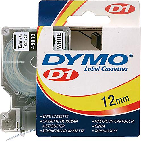 DYMO D1-Beschriftungsband 45013, 12 mm, schwarz/weiß von DYMO