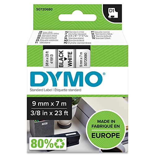 DYMO Original D1-Etiettenband | 9 mm x 7 m | schwarz auf weiß | selbstklebendes Etikettenband | für LabelManager-Beschriftungsgerät von DYMO