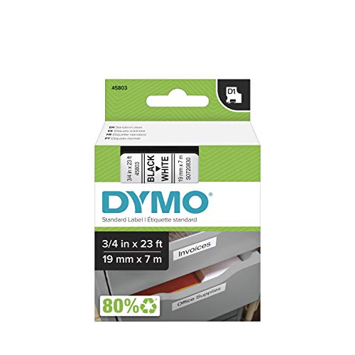 D1 Standard Tape Cartridge for Dymo Label Makers, 3/4in x 23ft, Black on White von DYMO