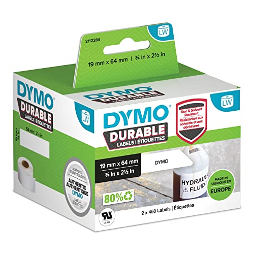 DYMO 2112284 Etiketten Rolle 64 x 19mm Polypropylen-Folie Weiß 900 St. Permanent Universal-Etikette von DYMO