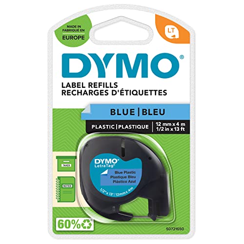 DYMO S0721650 Schriftband 91205 UK/FR-Version, Schwarz auf Blau, 12mm von DYMO