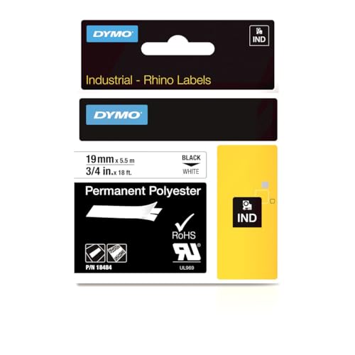 DYMO Schriftband Rhino™ Polyester 19 mm x 5,5 m Schwarz, Weiß von DYMO