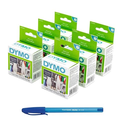 Dymo 6X DYMO Authentic LabelWriter Kleine Mehrzwecketiketten S0722530 | 13 mm x 25 mm | Selbstklebend | Rolle mit 1000 Stück | Leicht abziehbare Etiketten | für LabelWriter-Etikettendrucker | Hergeste von DYMO