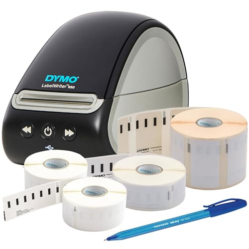 Dymo DYMO LabelWriter 550 Etikettendrucker mit 3 Bändern – 25 mm x 54 mm, selbstklebend, Rolle mit 500 Stück | 57 mm x 32 mm, selbstklebend, Rolle mit 1000 Stück | 36 mm x 89 mm, selbstklebend, 2er-Pa von DYMO