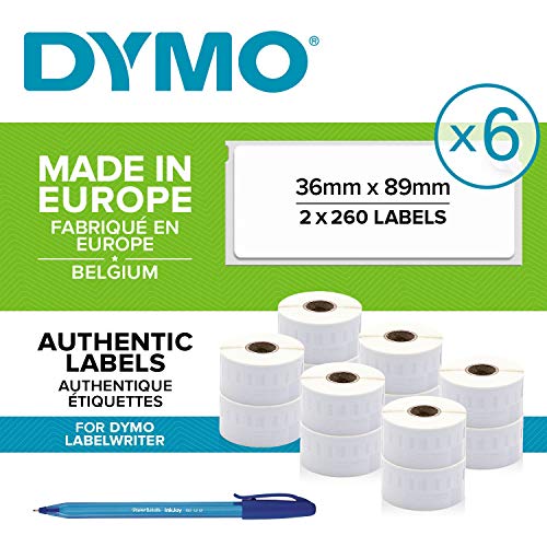 Dymo S0722400 selbstklebende Etiketten, Schwarz auf Weiß, 6 Stück von DYMO