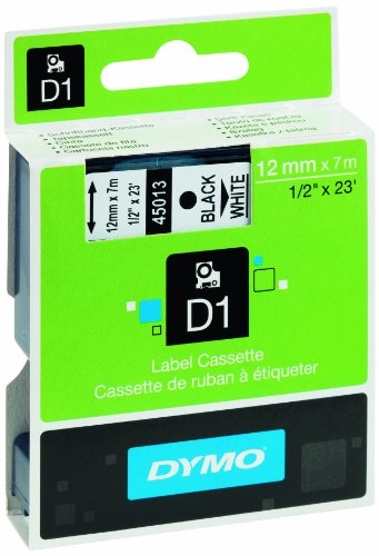 Dymo Schriftband-Kassette (45013) für D1, 12 mm x 7 m, Schwarz auf Weiß von DYMO