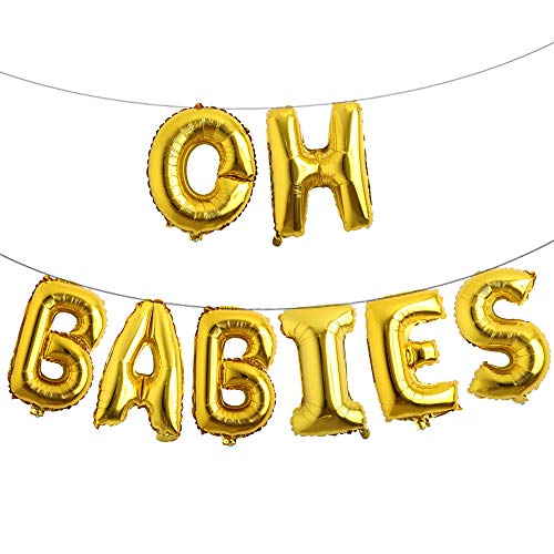 40,6 cm Oh Babies Luftballons Zwillinge Neugeborene Babyparty Banner Partyzubehör Dekorationen Geschlecht Reveal (OH Babies Gold) von REIANS