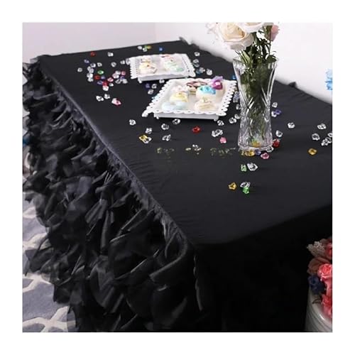 Rechteckiger, taillierter Tischrock mit Faltenrock, rechteckiger, flauschiger Tischrock, rechteckiger Tischrock, romantischer Rock, Tischrock, Strandparty-Tischrock, geeignet for Hochzeiten, Geburtsta von DYUES-SDOEMVIEN