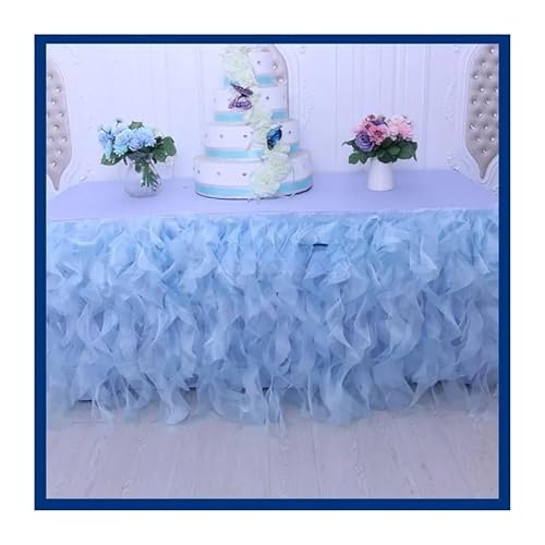 Rechteckiger, taillierter Tischrock mit Faltenrock, rechteckiger, flauschiger Tischrock, rechteckiger Tischrock, romantischer Rock, Tischrock, Strandparty-Tischrock, geeignet for Hochzeiten, Geburtsta von DYUES-SDOEMVIEN