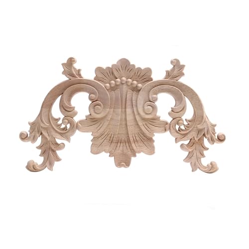 DYYEUAVT Holz Verzierung Ornament Dekorative Holzschnitzerei-Möbelbeschläge, hölzernes Eck-Blumentor, fein Geschnitzte Blume und Massivholzkleber für Wandschrank Möbel Schränke(C190-4) von DYYEUAVT