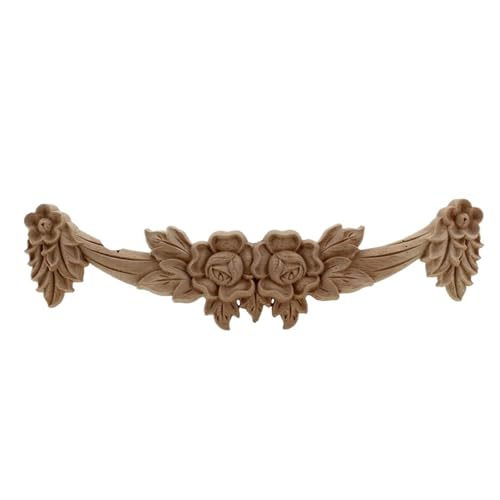 DYYEUAVT Holz Verzierung Ornament Rose Floral Holz geschnitzt Aufkleber Ecke Applikation dekorieren Rahmen Wand Türen Möbel Holzfiguren Schrank dekorativ für Wandschrank Möbel Schränke(25cmX6.5cm) von DYYEUAVT