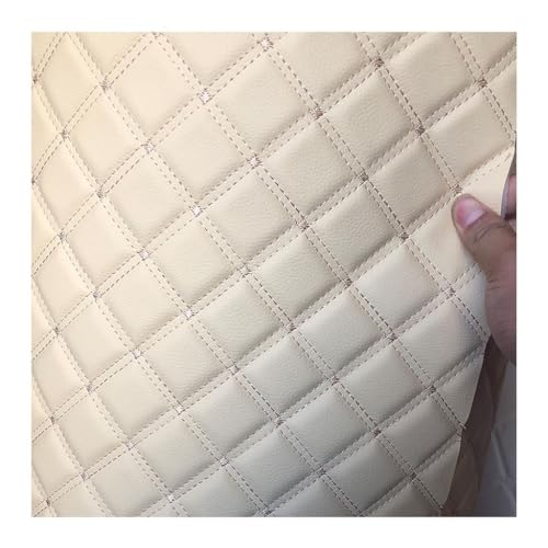 Kunstleder PVC Gesteppt Kaschiert Leder Kunstleder Polsterstoff Gesteppt Kaschiert Meterware Dekostoff Für Schrank Ledertasche Autositz Sofa Möbel Repara(Size:1.6x1m/5.25x3.28ft)(Cream,1.6X1m) von DYYEUAVT