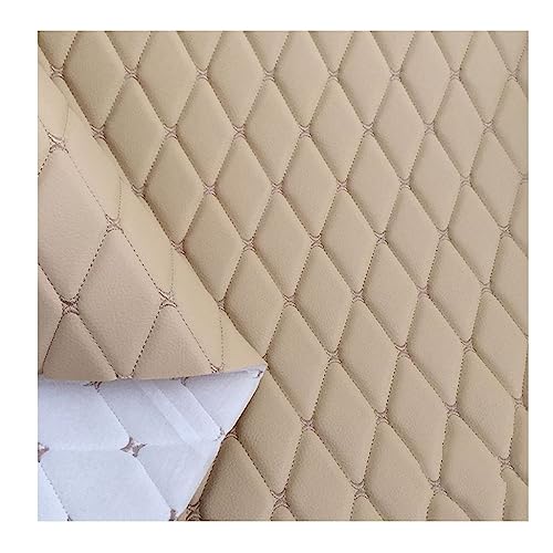 Kunstleder PVC Leder Polster Stoff Kunstleder Gesteppt Kaschiert, Meterware Leder Polsterstoff Stoff 160cm,Meterware Möbelstoff Dekostoff(Beige,1.6X1m) von DYYEUAVT