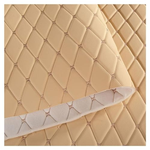 Kunstleder PVC Leder Polster Stoff Kunstleder Gesteppt Kaschiert, Meterware Leder Polsterstoff Stoff 160cm,Meterware Möbelstoff Dekostoff(Cream,1.6X1m) von DYYEUAVT