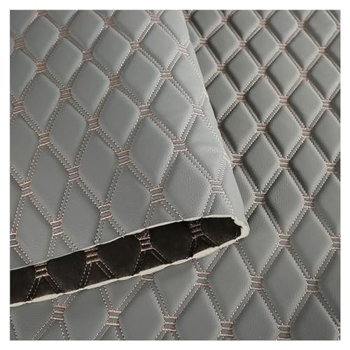 Kunstleder PVC Leder Polster Stoff Kunstleder Gesteppt Kaschiert, Meterware Leder Polsterstoff Stoff 160cm,Meterware Möbelstoff Dekostoff(Gray,1.6X1m) von DYYEUAVT