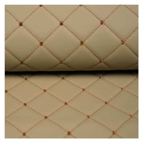 Kunstleder PVC Leder Polster Stoff Lederkonzept Kunstleder Polsterstoff Gesteppt Kaschiert Meterware Möbelstoff Dekostoff,Grau Möbel Textil Meterware (Size : 1.4×1m/4.59x3.28ft)(Beige,1.4X1m) von DYYEUAVT