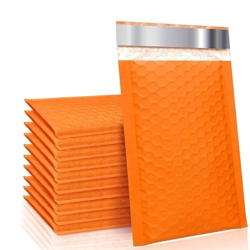 Luftpolstertaschen 50 Stück orangefarbene, gepolsterte Poly-Blasen-Versandumschläge for Versandtaschen, Geschenkverpackungen, selbstklebende Luftpolstertaschen FüR Cds & Schmuck & Kosmetik(18*23cm) von DYYEUAVT