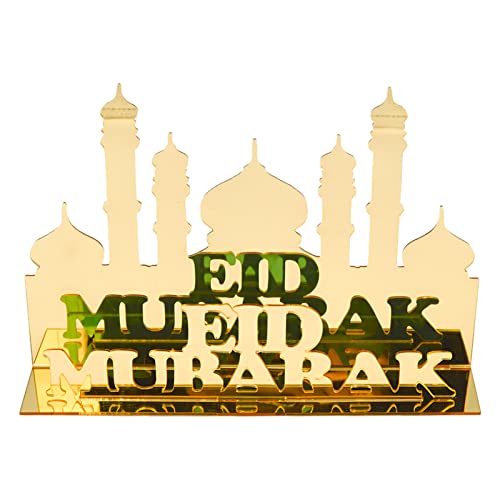 EID Mubarak Dekor mit Worte und Sprichwörter des Muslim Islam Eid Mubarak Ramadan Ornament aus Acryl Tischdekoration,Mondstern Ramadan Dekoration Muslimisches Festival Islamisches Dekor (7101) von DZAY