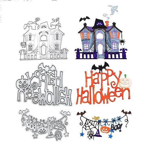 Halloween Stanzschablonen Stanzformen, Metall Prägeschablone 3D Metall Gestanzt Schablone Scrapbooking Schneiden Cutting Dies für Scrapbooking, DIY Album,Papier,Karten Halloween Dekoration von DZAY