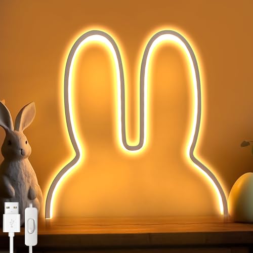 Osterdeko Lichterkette Ostern Deko Led Osterbeleuchtung lichter,Osterhasen Wandlicht Osterlichterkette Frühlingdeko Innenleuchten,Osterdeko Innen Wanddeko LED Leuchtender Osterhase (Warm) von DZAY