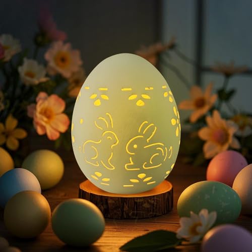 Ostereier Deko Beleuchtet Teelicht Ostern Deko Tischdekoration Eier Lichter,Led Osterbeleuchtung Lampe Keramik Nachtlicht,Ostern Eier Deko,Leuchtendes Osterei für Party Dekoration (01) von DZAY