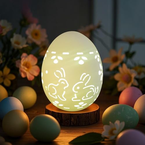 Ostereier Deko Beleuchtet Teelicht Ostern Deko Tischdekoration Eier Lichter,Led Osterbeleuchtung Lampe Keramik Nachtlicht,Ostern Eier Deko,Leuchtendes Osterei für Party Dekoration (03) von DZAY