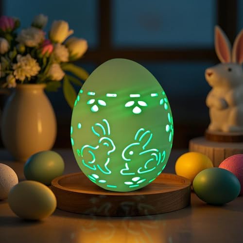 Ostereier Deko Beleuchtet Teelicht Ostern Deko Tischdekoration Eier Lichter,Led Osterbeleuchtung Lampe Keramik Nachtlicht,Ostern Eier Deko,Leuchtendes Osterei für Party Dekoration (04) von DZAY