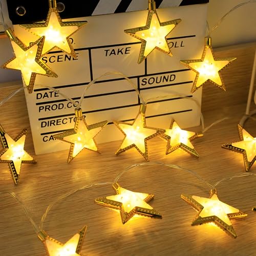 Ramadan Lichterkette 3M 20 LED Ramadan Lichterketten Batteriebetrieben,Ramadan Deko Lichterkette Stern Mond für Islam Deko Ramadan Mubarak Dekoration,Party Festival Hochzeit Innen Außen (Star) von DZAY