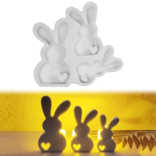 Silikonform Hase Silikonformen Gießformen Ostern,Ostern Hase Gießformen Silikon Gipsformen zum Gießen Osternhase Epoxidharz Formen Giessformen Silikon Ostern für Osterdekorationen Frühling Deko (01) von DZAY