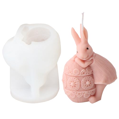 Silikonformen Gießformen Ostern Kaninchen Silikonform,3D Osterhase Eierform Silikonform Kerzenformen,Kaninchen Umarmt Eier für Kerzenherstellung Ostern Seifenform Home Dekorieren (01) von DZAY