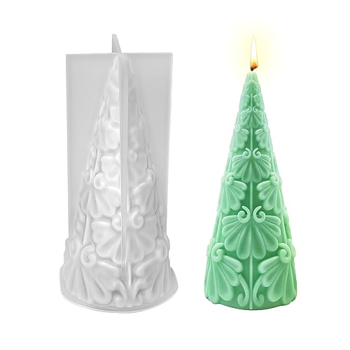 Weihnachtsbaum Kerzenform Silikon 3D Konisch Kerzengießform,DIY Kerzenherstellung Kerzen Silikon Form für Aroma Gips Weihnachten Deko Seifenkerzenherstellung Seifen Kerzen Gießformen Silikonformen von DZAY