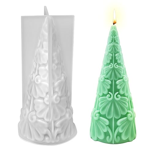 Weihnachtsbaum Kerzenform Silikon 3D Konisch Kerzengießform,DIY Kerzenherstellung Kerzen Silikon Form für Aroma Gips Weihnachten Deko Seifenkerzenherstellung Seifen Kerzen Gießformen Silikonformen von DZAY