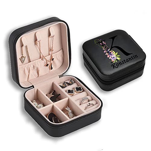 DZWSZ Custom Jewellery Box with Name and Initial, Travel Jewellery Box, Personalisierte Kleine Schmuckschatulle, Brautjungferngeschenke Schmuckschatulle für Ringe, Ohrringe, Halsketten von DZWSZ