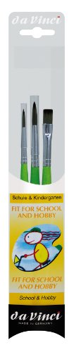 da Vinci Student Serie 4209 Schul- und Kindergartenpinsel-Set, Synthetik mit grünem Griff, 3 Pinsel von da Vinci