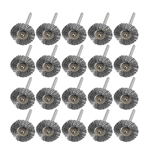 20 stücke 22mm Stahldraht Radbürste Set for Metallpolierung 3,0mm Schaft Rundbürste for Dremel Rotary Tool ( Color : 20pcs Steel ) von DaJiKan