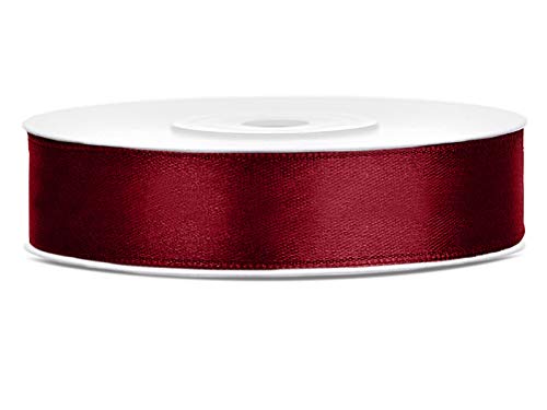 DaLoKu Satinband 6/12/25/38/50/100mm x 25m Geschenkband Schleifenband, Größe: 12mm x 25m, Farbe: Dunkelrot von Unbekannt
