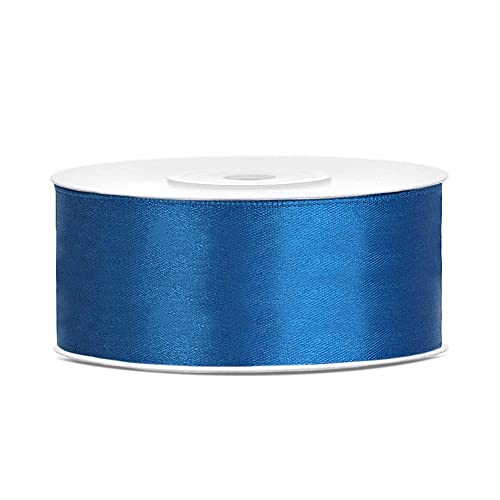 DaLoKu Satinband 6/12/25/38/50/100mm x 25m Geschenkband Schleifenband, Größe: 25mm x 25m, Farbe: Blau von Unbekannt