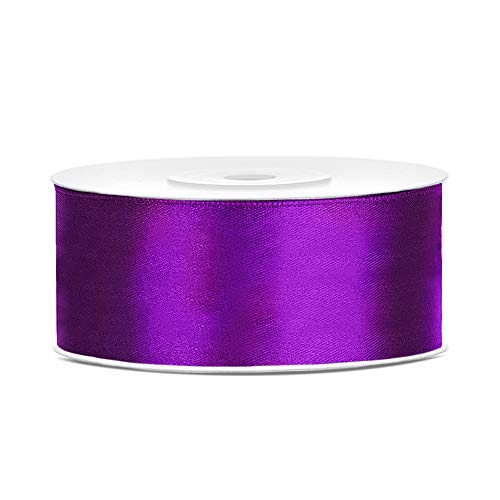 DaLoKu Satinband 6/12/25/38/50/100mm x 25m Geschenkband Schleifenband, Größe: 25mm x 25m, Farbe: Purple von Unbekannt