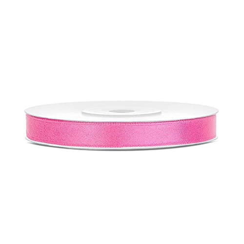 DaLoKu Satinband 6/12/25/38/50/100mm x 25m Geschenkband Schleifenband, Größe: 6mm x 25m, Farbe: Pink von Unbekannt