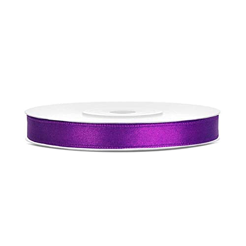 DaLoKu Satinband 6/12/25/38/50/100mm x 25m Geschenkband Schleifenband, Größe: 6mm x 25m, Farbe: Purple von Unbekannt