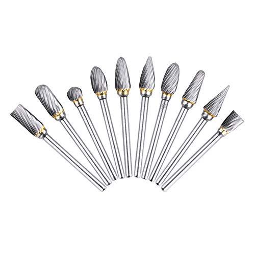 10-teiliges Set Hartmetall Frässtifte Set 1/8 Zoll (3mm) Schaft für Die Schleifmaschine, Wolframcarbid Drehfeilen Bits, Bohrer Schleifschneider Werkzeuge Bits Set für Schnitzen Gravieren Bohren von DaMohony