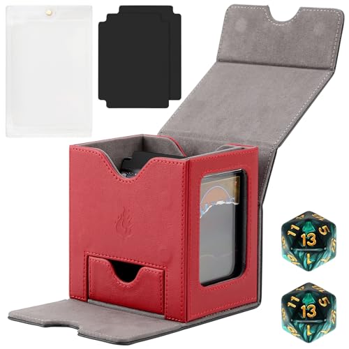 DaMohony 200+ Sammelkarten-Aufbewahrungsbox für TCG Karten, PU Leder Commander Karten Deck Hülle, MTG Karten Deck Box, Magnetverschluss, Kartenhalter für magische Spielkarten und Sportkarten von DaMohony