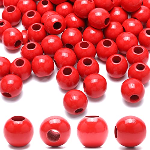 100pcs 16mm rote hölzerne Perlen für Handwerk Dekorative hölzerne Perlen (Loch: 6mm) von Dabaiitechann