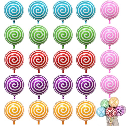 24 Stück Luftballons Süßigkeiten18 Zoll Folienballon Helium Ballons Folienballon Lollipop Bunte Kind Confetti Balloons Geeignet für die Dekoration von Geburtstagsfeiern, Themenpartys von DabbOo