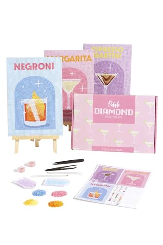 Dabble Diamond™ Premium Diamond Painting Set für Erwachsene, Kristalldiamanten-Kunst auf Leinwand mit Rahmen - Cocktail Party von Dabble