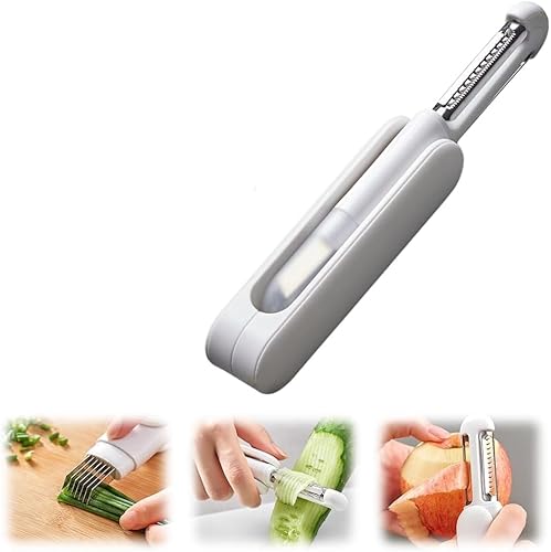 3 in 1 Multifunctional Rotary Paring Knife, Sparschäler, Multifunktionaler Gemüseschäler Kann Schälen Würfeln Reiben und in Scheiben Schneiden, Kartoffelschäler für Obst und Gemüse (1) von Dabeto