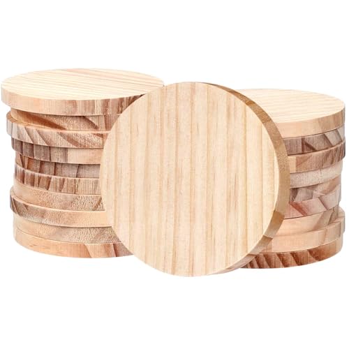 20 Stück Holzscheiben 10cm Runde, Holzplatte Natur Holzscheiben zum Basteln Holzuntersetzer Holzbrett für DIY Handwerk Kunst Malen Holzplatte von Dadabig