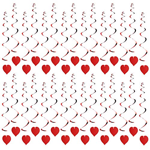 Dadabig 30 PCS Deckenhänger mit Herzen, Spiral Girlanden mit Herzen, Rote Herz Dekoration zum Aufhängen Herz Spirale Girlande Banner für Hochzeit Geburtstag Party Valentinstag und Weihnachten Deko von Dadabig