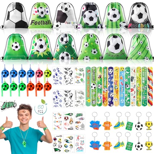 Fußball Geschenke Junge Party Mitgebsel Kindergeburtstag 12X Fussball Tüten 12X Schnapparmband Kinder 12X Schlüsselanhänger 12X Sticker Fussball Give Aways Kindergeburtstag für Junge Mädchen Kinder von Dadabig